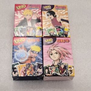 Mcdonlds Anime Uno Flip Naruto Boruto Sakura Sarada Set Of 4